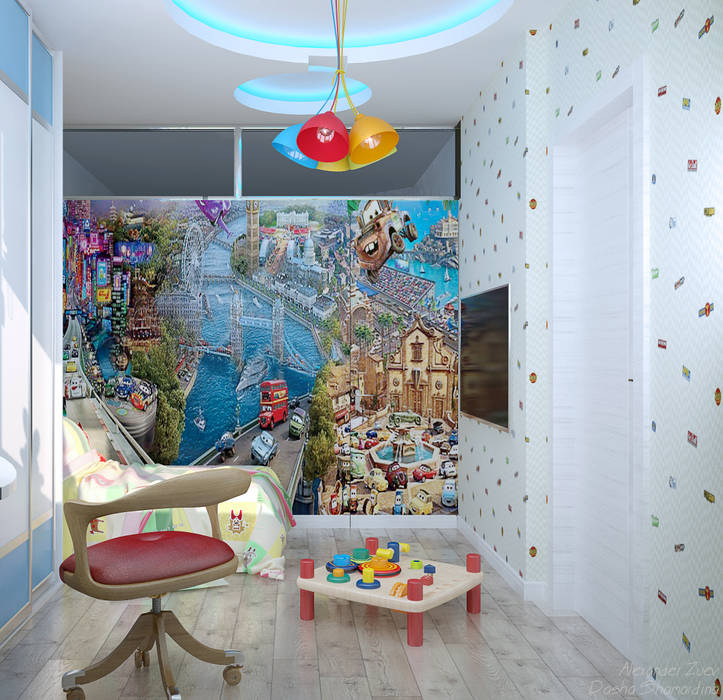 Дизайн детской в современном стиле в ЖК "Панорама", Студия интерьерного дизайна happy.design Студия интерьерного дизайна happy.design Modern Kid's Room