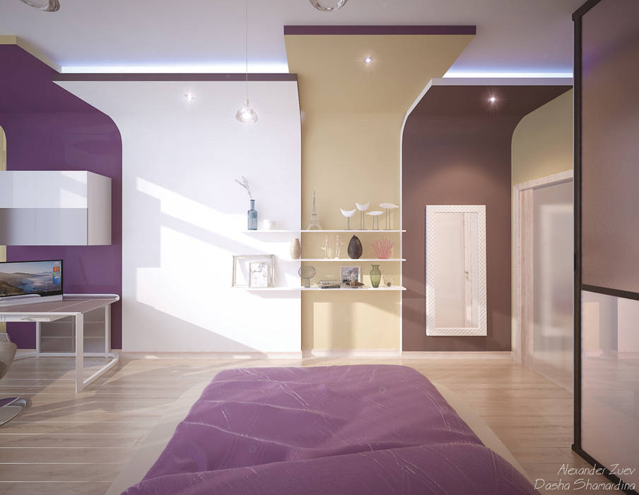 Дизайн комнаты девочки-подростка в ЖК "Новый город" (Краснодар) Студия интерьерного дизайна happy.design Спальня в эклектичном стиле