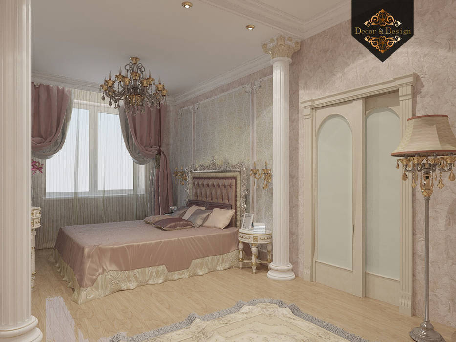 Золотая классика / трехкомнатная квартира в Казани по ул. Муштари, Decor&Design Decor&Design غرفة نوم