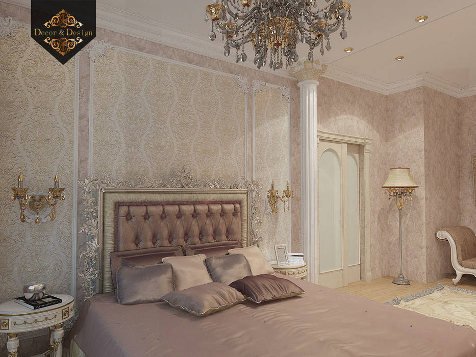 Золотая классика / трехкомнатная квартира в Казани по ул. Муштари, Decor&Design Decor&Design クラシカルスタイルの 寝室