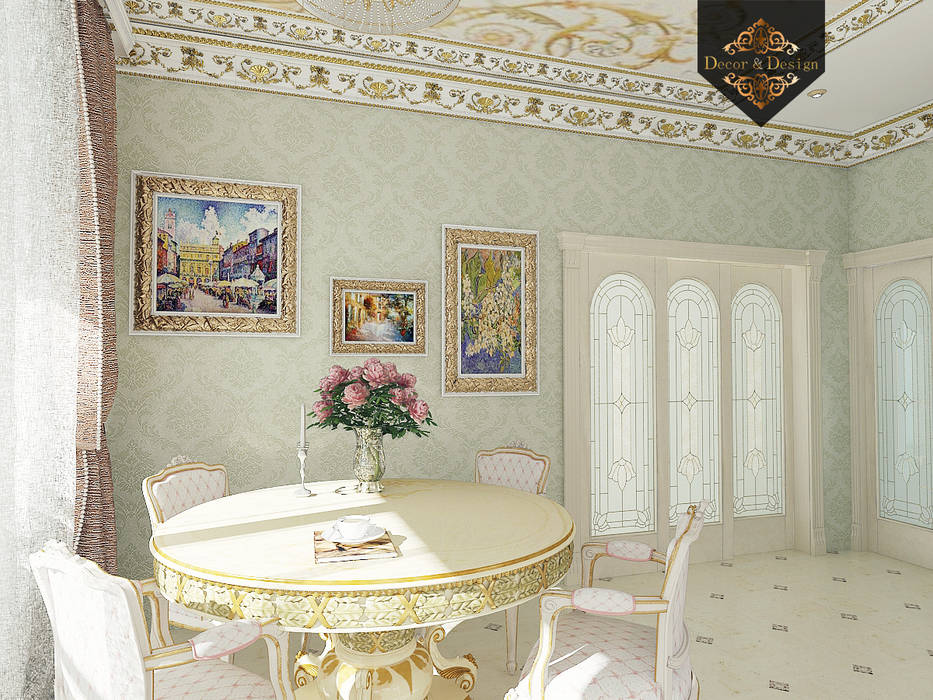 Золотая классика / трехкомнатная квартира в Казани по ул. Муштари, Decor&Design Decor&Design クラシックデザインの キッチン