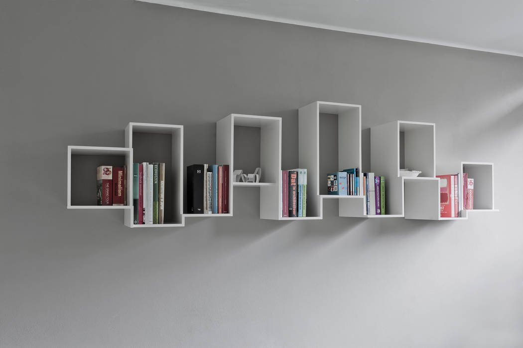 Skyline bookshelve, Nick Ronde Ontwerpen Nick Ronde Ontwerpen Modern media room Storage