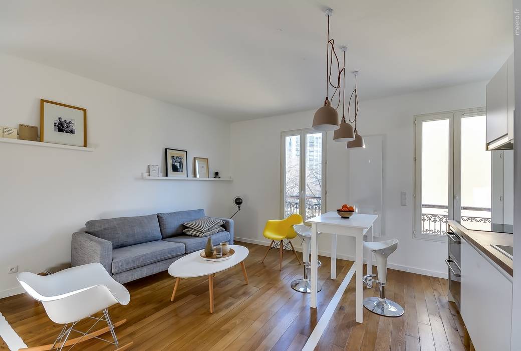 Appartement parisien, Meero Meero Phòng khách phong cách công nghiệp