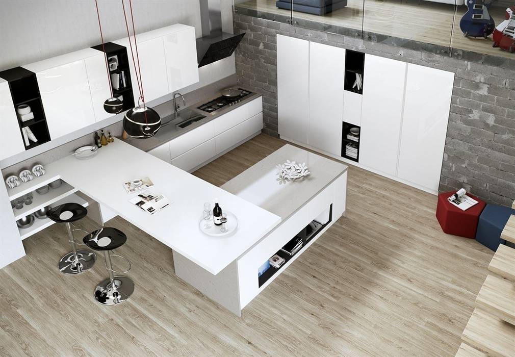 Cucine moderne, Outletarreda di A. Boz Outletarreda di A. Boz Moderne keukens Kasten & planken