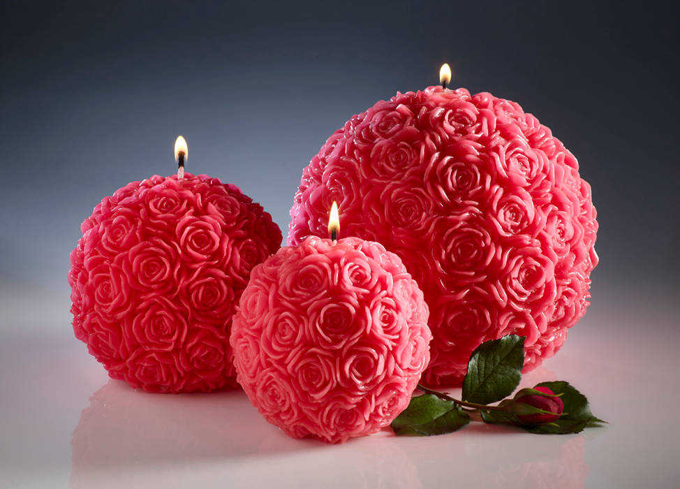 Red Rose Ball Candles Amelia Candles Klasyczny salon Akcesoria i dekoracje