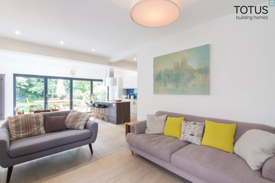 New life for a 1920s home - extension and full renovation, Thames Ditton, Surrey, TOTUS TOTUS Modern living room