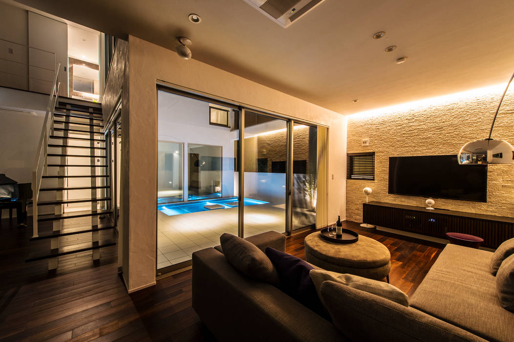 夕景 間接照明が美しいldk Terajima Architects テラジマアーキテクツ モダンデザインの リビング Homify