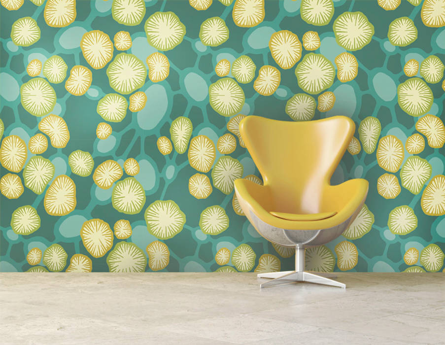 Coral Atoll Bright Ocean-Inspired Feature Wallpaper Interiors by Element Paredes y pisos eclécticos Revestimiento de paredes y pisos