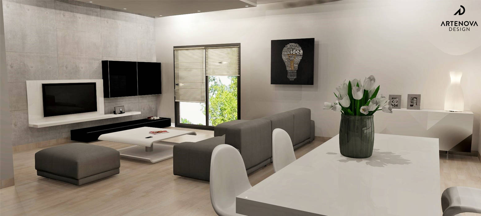 Minimalistyczny apartament Artenova Design Nowoczesny salon