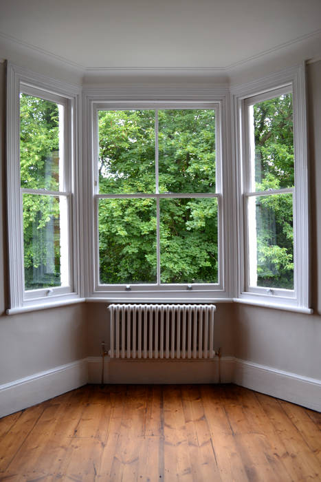 White three column radiator Mr Central Heating Living room