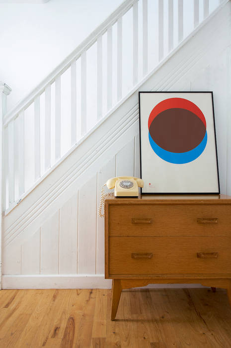Circles - Red and Blue Hand Pulled Screen Print Lane Modern corridor, hallway & stairs Accessories & decoration