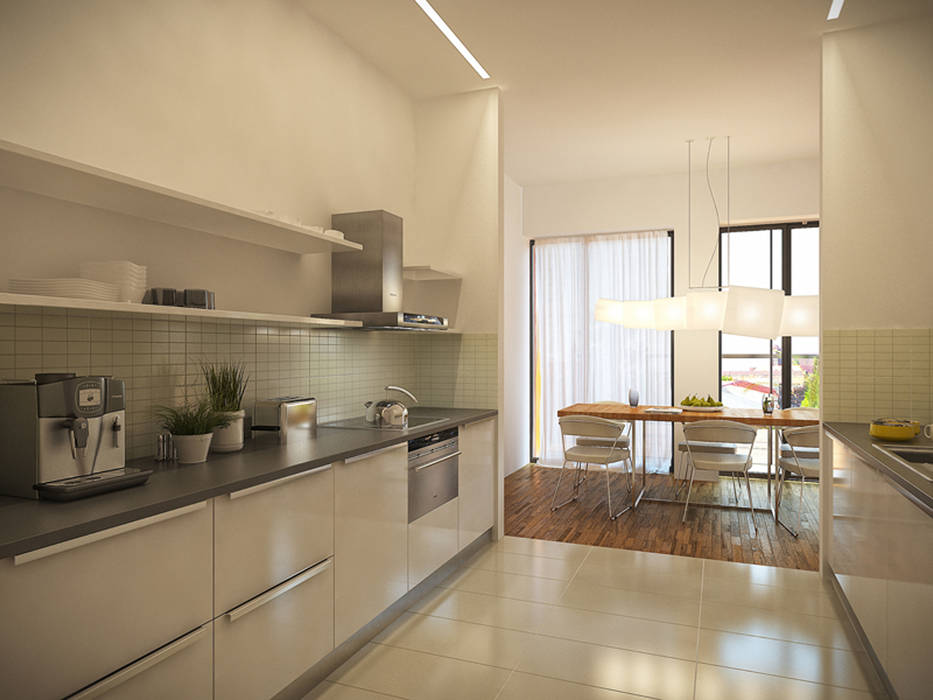 THESPIAN APARTMENTS - WNĘTRZA DLA WYMAGAJĄCYCH, KODO projekty i realizacje wnętrz KODO projekty i realizacje wnętrz Modern kitchen