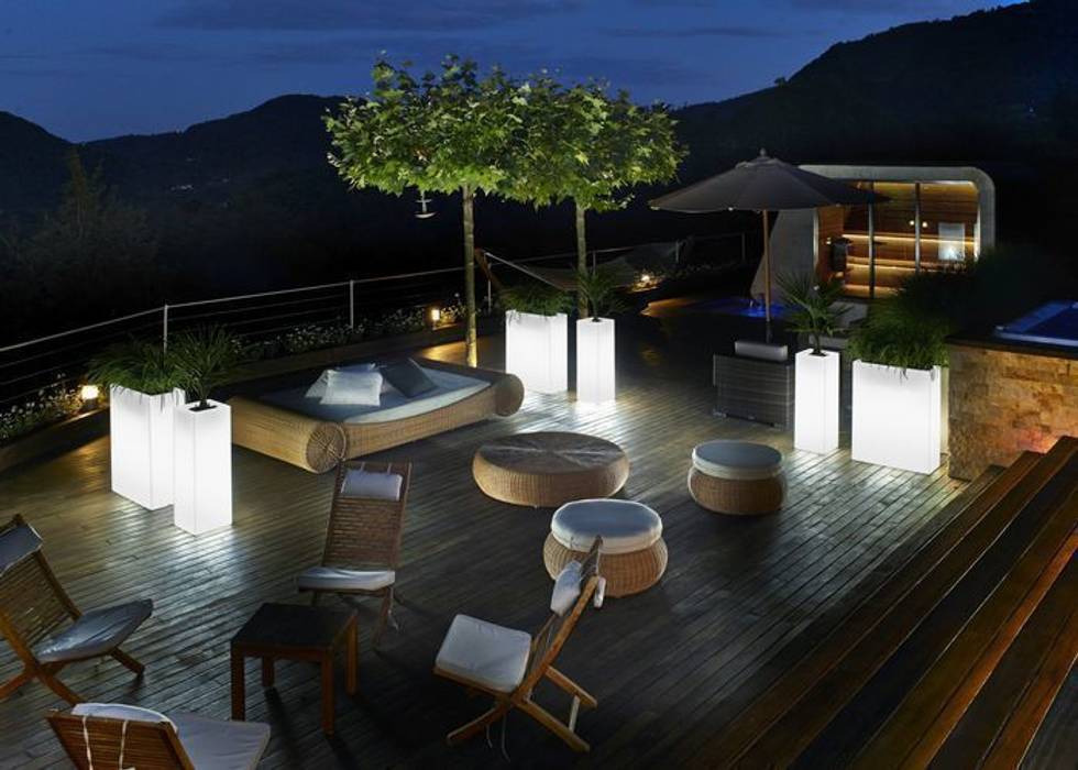 Donice podświetlane, Hydroponika - Wnętrz i zieleń Hydroponika - Wnętrz i zieleń Modern balcony, veranda & terrace Lighting