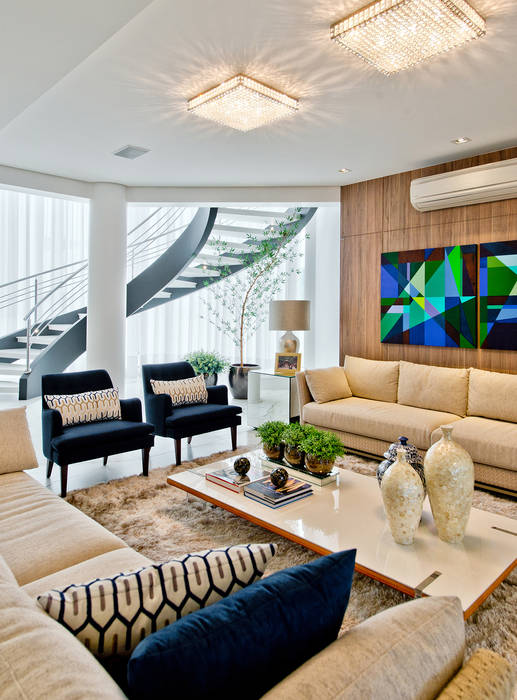 Cobertura de luxo, Espaço do Traço arquitetura Espaço do Traço arquitetura Modern Living Room