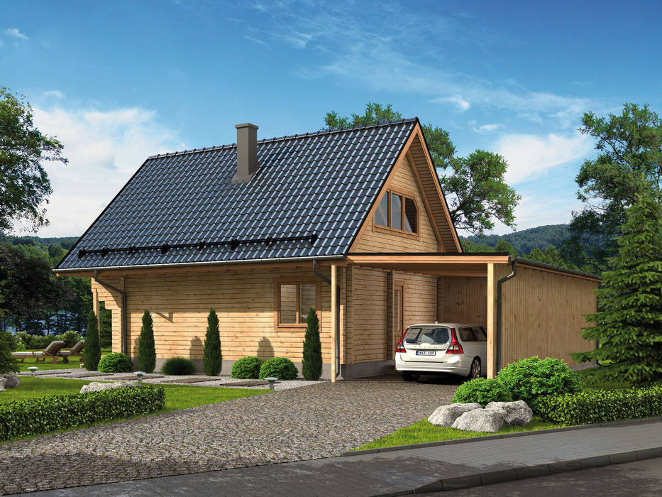 Flexibles Blockhaus Fjord als Bausatz , THULE Blockhaus GmbH - Ihr Fertigbausatz für ein Holzhaus THULE Blockhaus GmbH - Ihr Fertigbausatz für ein Holzhaus Casas de estilo rústico