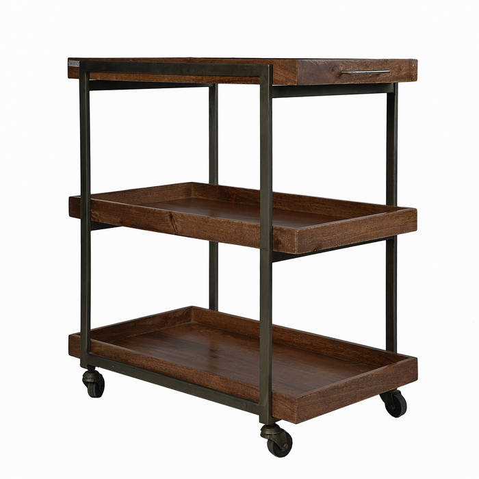 WOOD & IRON 3 TIER KITCHEN TROLLEY The Yellow Door Store Rustic style kitchen Cabinets & shelves