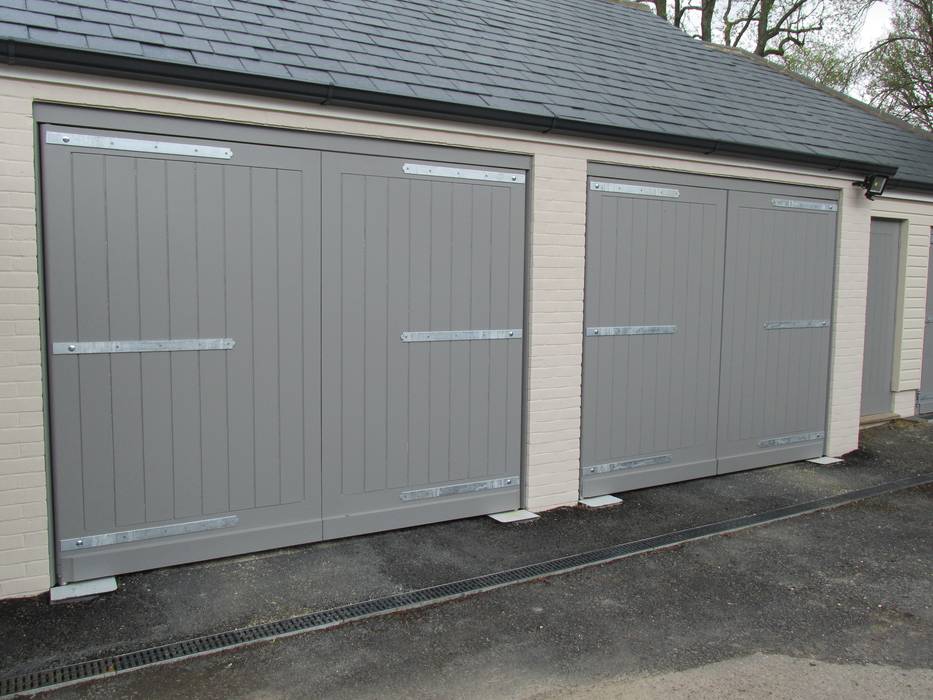 Painted Swing Electric Garage doors Portcullis Electric Gates Modern garage/shed