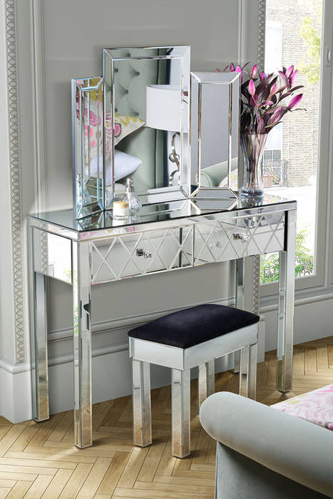 Knightsbridge Mirrored Dressing Table with 4 legs My Furniture Classic style bedroom Dressing tables