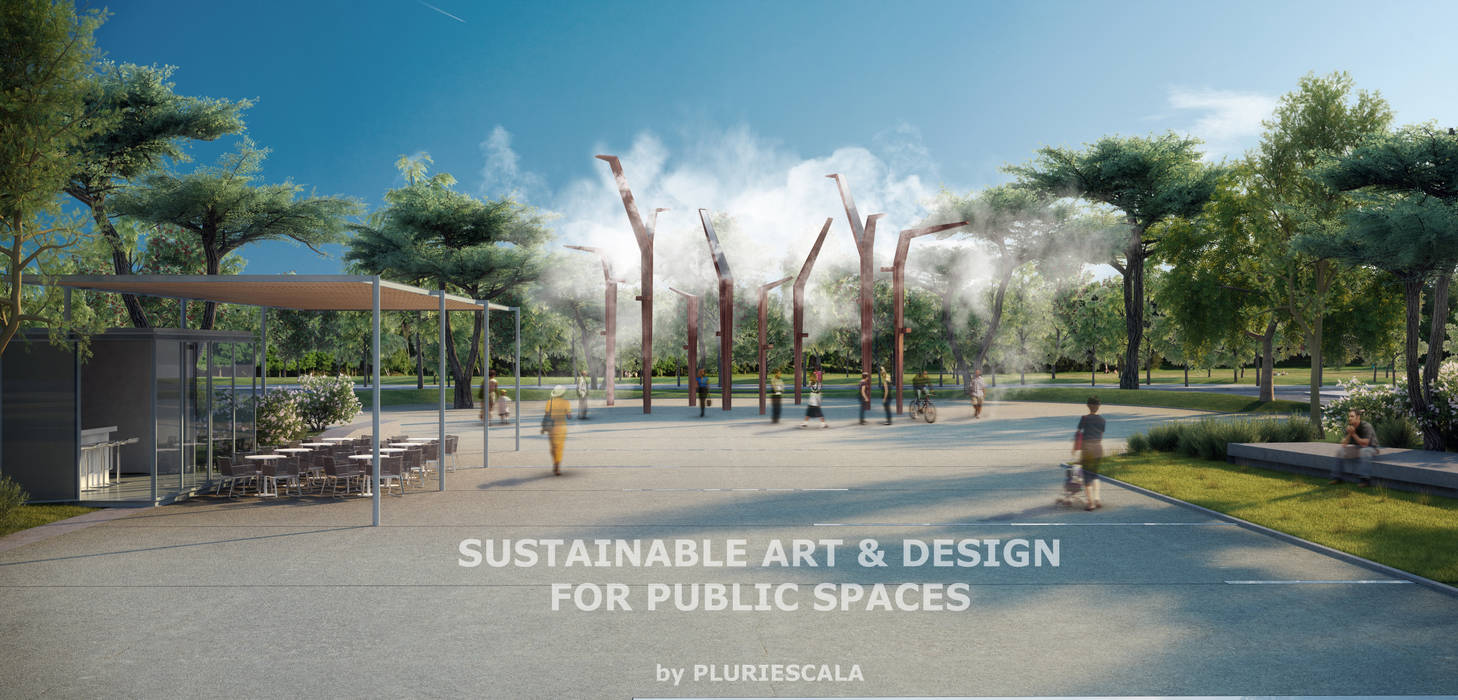 Sustainable Art and Design for public spaces, PLURIESCALA - ARQUITECTURA, PLANEAMENTO E DESIGN LDA PLURIESCALA - ARQUITECTURA, PLANEAMENTO E DESIGN LDA Jardins modernos Iluminação