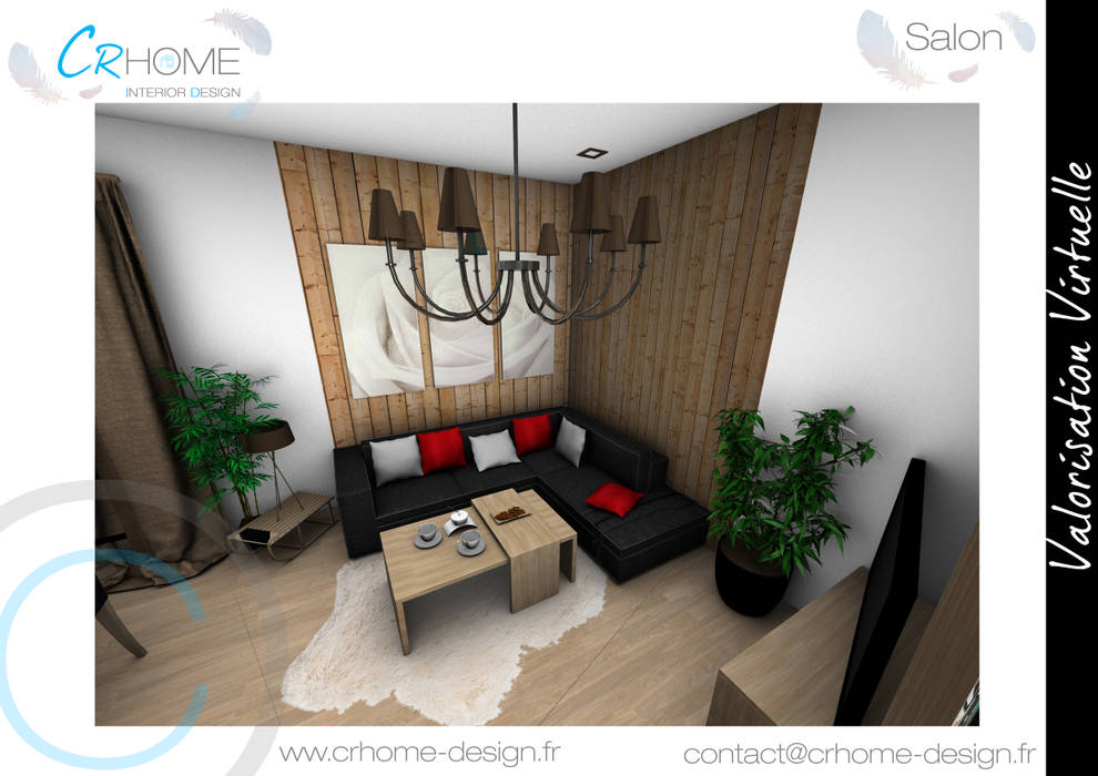 Valorisation Virtuelle - Appartement de montagne, Crhome Design Crhome Design 러스틱스타일 거실 솔리드 우드 멀티 컬러