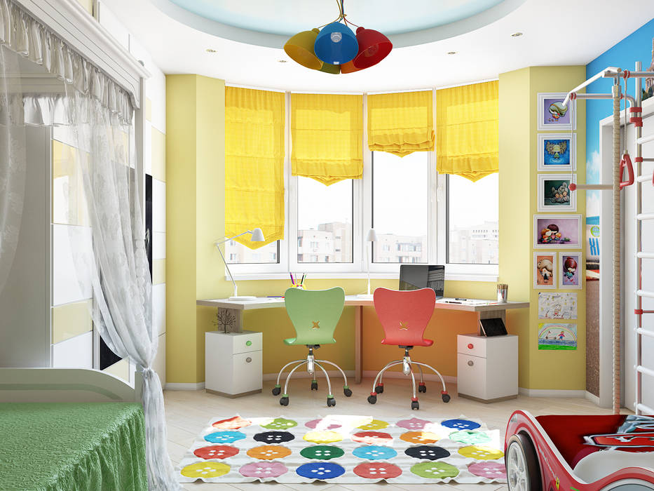 Минималистичный интерьер с яркой детской, Tatiana Zaitseva Design Studio Tatiana Zaitseva Design Studio Детская комнатa в стиле минимализм