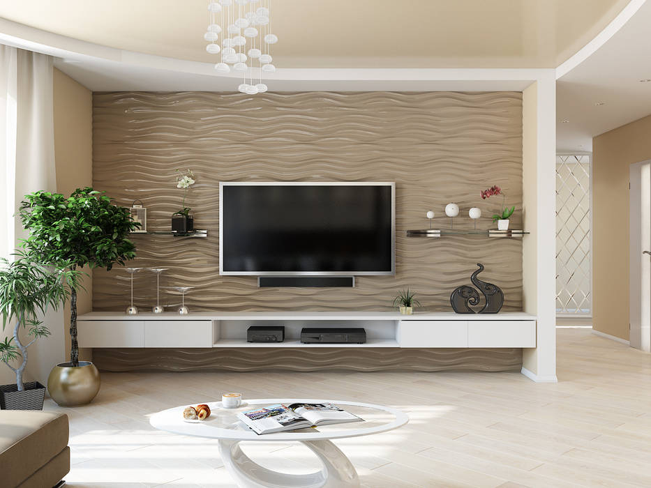 Минималистичный интерьер с яркой детской, Tatiana Zaitseva Design Studio Tatiana Zaitseva Design Studio Salon minimaliste