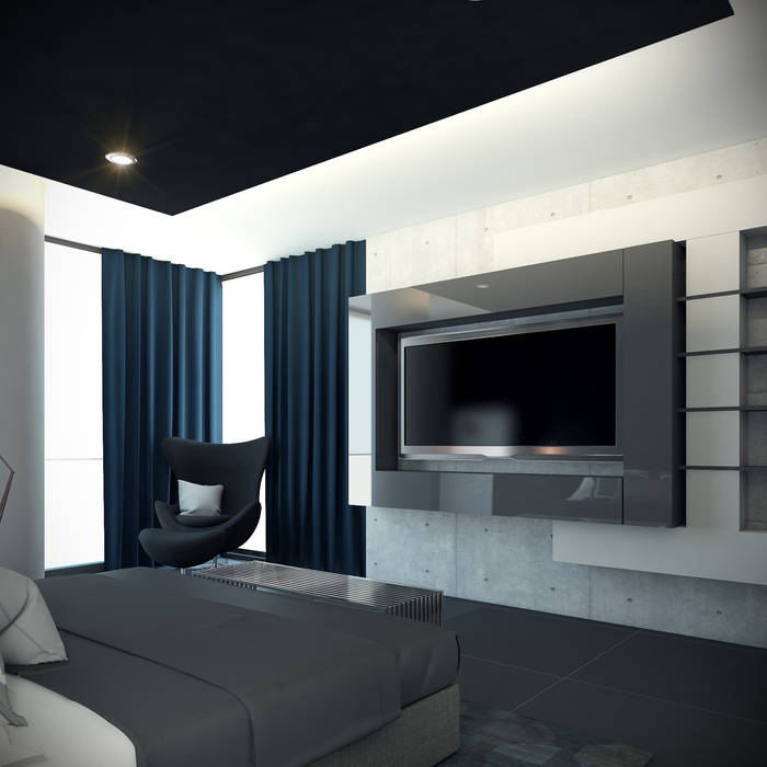 Departamento B-12, CONTRASTE INTERIOR CONTRASTE INTERIOR Dormitorios modernos Derivados de madera Transparente