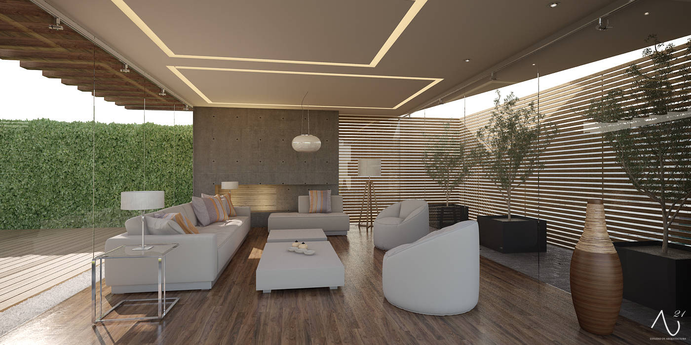 21arquitectos Minimalistische Wohnzimmer