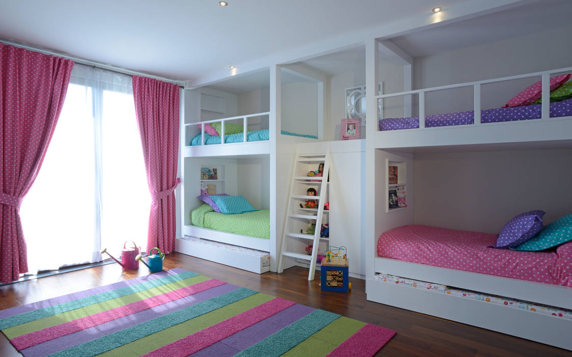 Literas Recamara Infantil casa GL homify Dormitorios infantiles de estilo moderno Textil Ámbar/Dorado