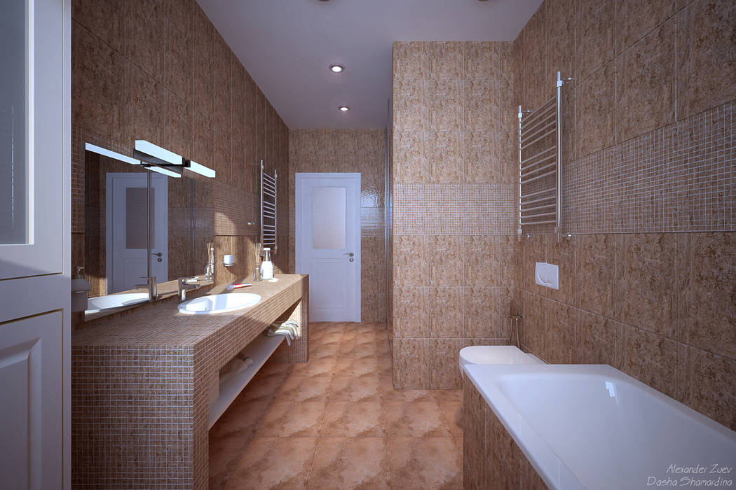 Дизайн санузла в современном стиле в ЖК "Новый город" Студия интерьерного дизайна happy.design Ванная комната в стиле модерн