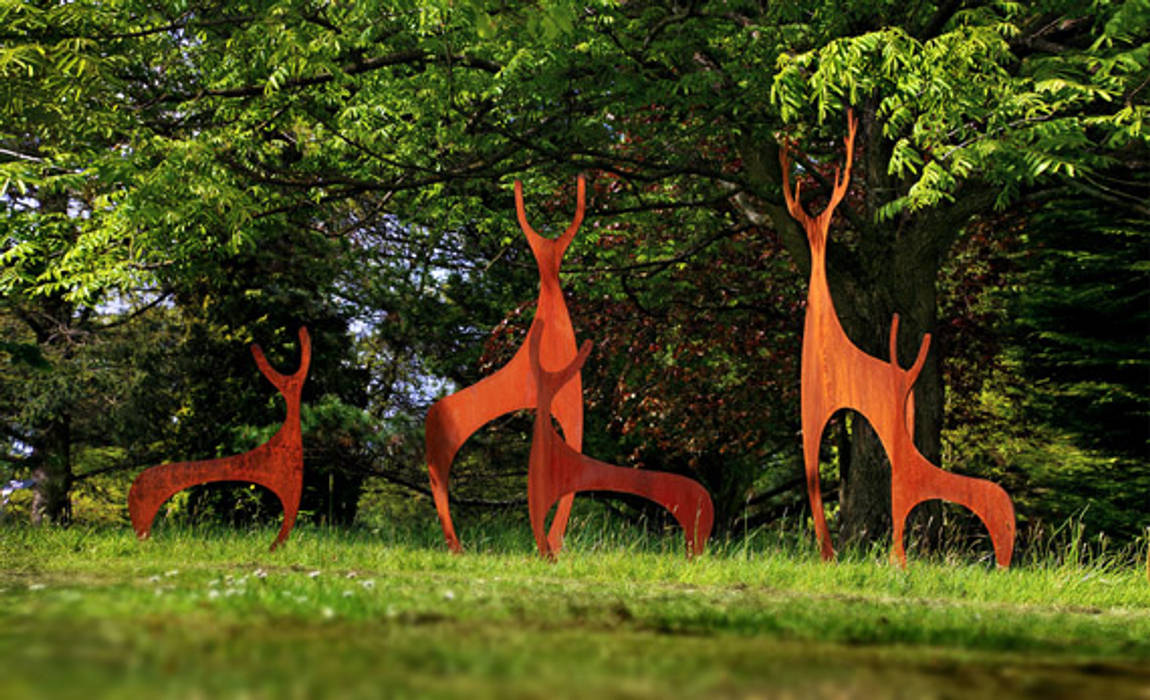 Deer Sculptures Garden Art And Sculpture Modern Garden Iron Steel Homify