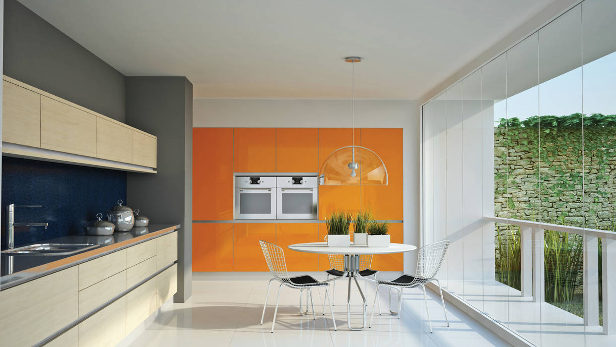 Minoru vidrio y madera Katz - estilo&diseño Cocinas modernas: Ideas, imágenes y decoración Vidrio Muebles de cocina