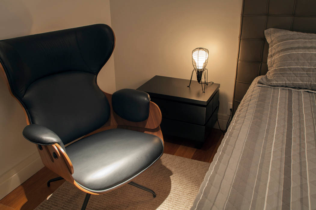Dormitório de hóspedes Deborah Basso Arquitetura & Interiores Quartos minimalistas Madeira Efeito de madeira dormitório