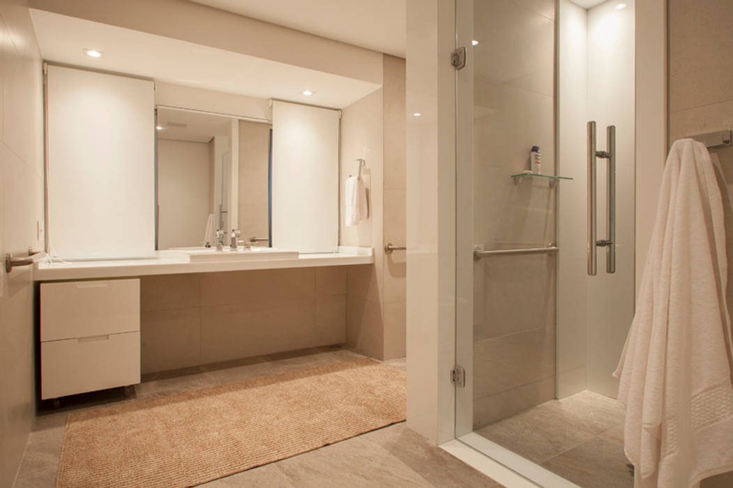 Banheiro de hóspedes Deborah Basso Arquitetura & Interiores Quartos minimalistas Concreto banheiro
