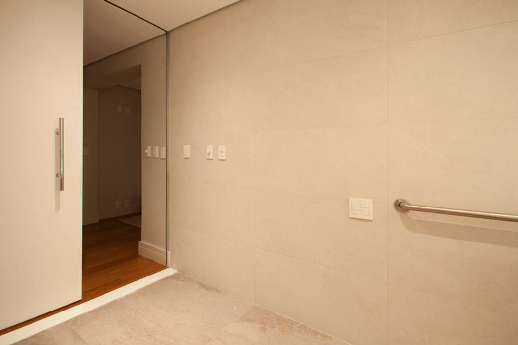 Banheiro de hóspedes Deborah Basso Arquitetura & Interiores Banheiros minimalistas Concreto banheiro