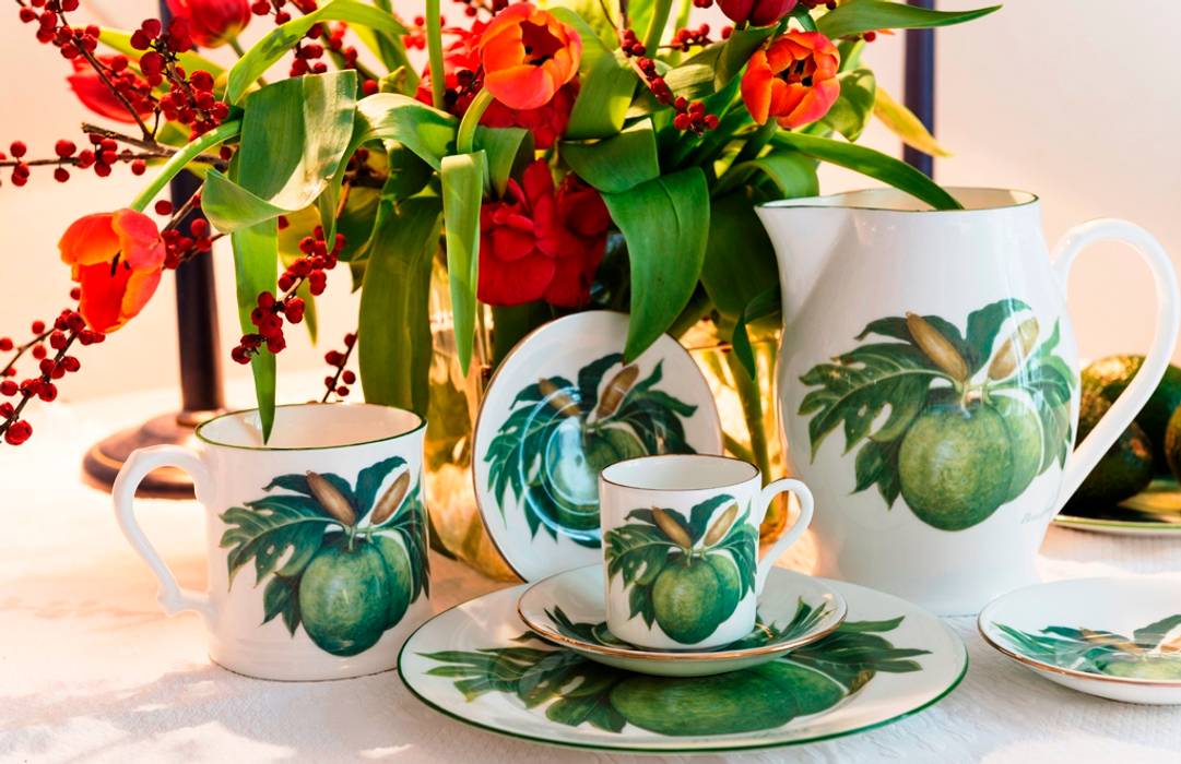 Breadfruit fine bone china collection, Jenny Mein Designs Jenny Mein Designs Egzotyczna jadalnia Ceramiczny Sztućce i szkło