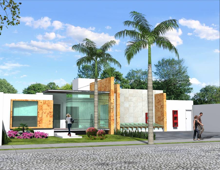 Propuesta de remodelación de fachada en La Calera Puebla, Milla Arquitectos S.A. de C.V. Milla Arquitectos S.A. de C.V. Maisons minimalistes