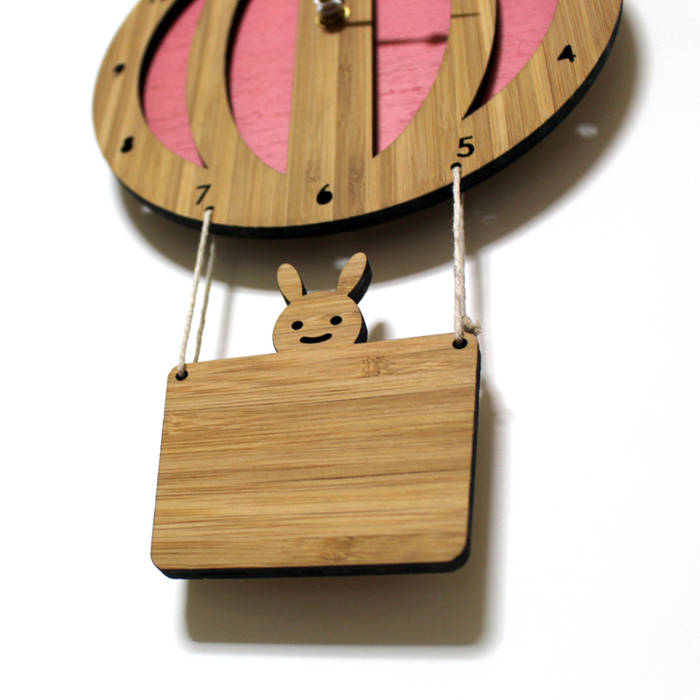 디코이랩 열기구 우드 벽시계(Decoylab Hot Air Balloon Clock), pink, Brillian Co. Brillian Co. Nursery/kid’s room Bamboo Green Accessories & decoration