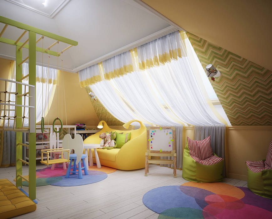 Проект 2х этажного коттеджа в стиле современная классика, Инна Михайская Инна Михайская غرفة الاطفال