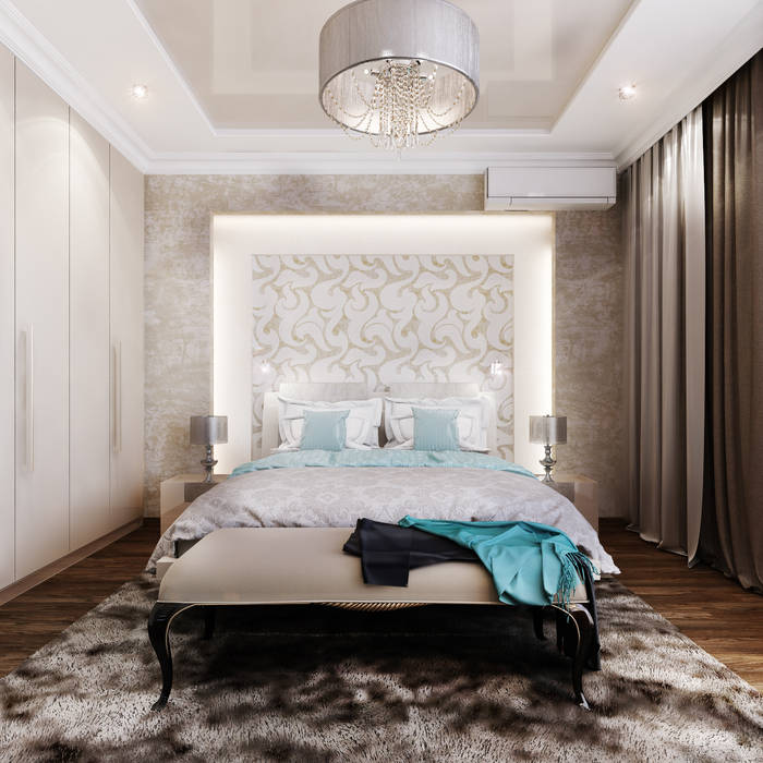 Спальня и кабинет - Интересные идеи в стиле Арт Деко Студия дизайна ROMANIUK DESIGN Гостиная в стиле модерн