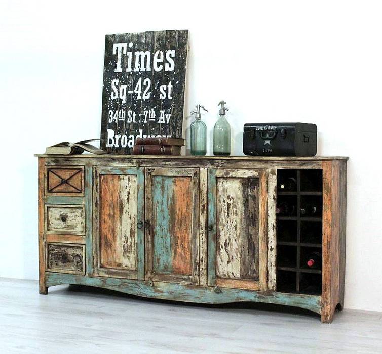 Sideboard aus massivem mangoholz im shabby chic look amd