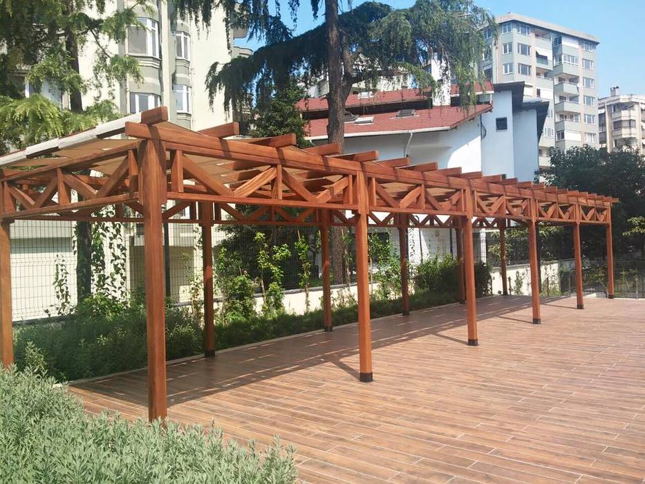 SAPELLİ PERGOLE, AĞAÇ EV MOBİLYA PEYZAJ LTD. ŞTİ. AĞAÇ EV MOBİLYA PEYZAJ LTD. ŞTİ. Modern Garden Wood Wood effect Greenhouses & pavilions