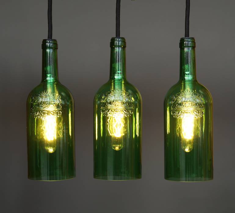 Vintage Hängelampe, Deckenlampe „tres“ Uniikat.de Ausgefallene Esszimmer Glas Beleuchtungen