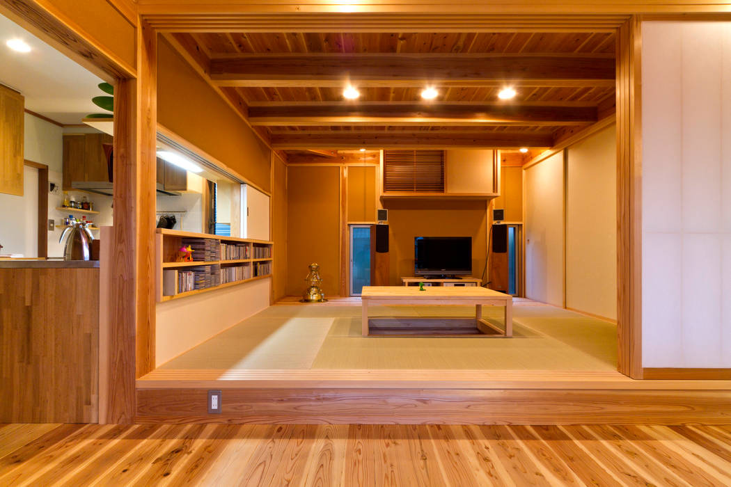 南鹿島のいえ, shu建築設計事務所 shu建築設計事務所 غرفة المعيشة خشب Wood effect
