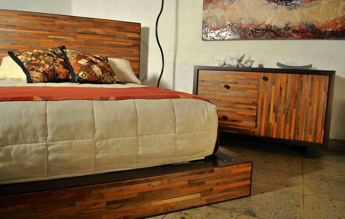 Cama Matrimonila Reciclato nogal Semillero Muebles Dormitorios modernos Madera Acabado en madera Camas y cabeceras