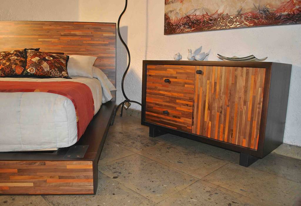 Cajonera Reciclato Nogal Semillero Muebles Dormitorios modernos Madera Acabado en madera Camas y cabeceras