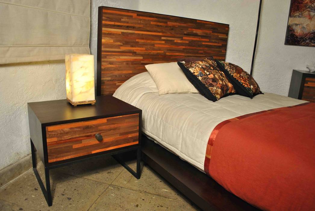 Recamara Reciclato Nogal, Semillero Muebles Semillero Muebles ห้องนอน ไม้ Wood effect โต๊ะหัวเตียง