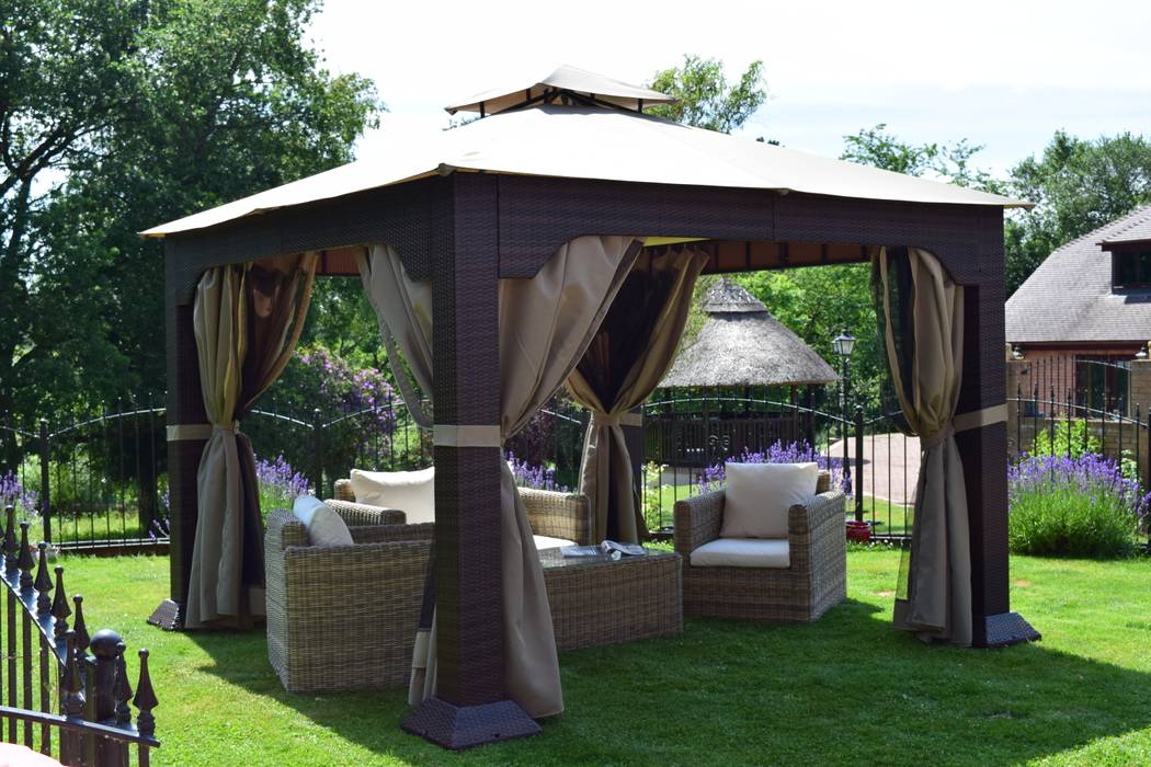 Weaves Blenheim Sofa Set featured with our Regent gazebo Weaves Interiors & Outdoors Vườn phong cách hiện đại Nhựa tổng hợp Brown