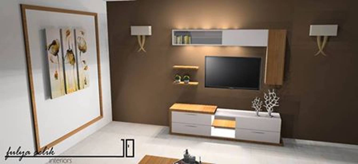 LUNA tv ünitesi cyprus interiors Modern Oturma Odası Ahşap Ahşap rengi TV Dolabı & Mobilyaları