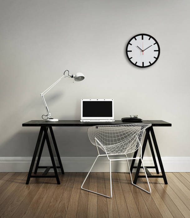 Scandi Clock - zegar drewniany 30 cm, biały Silva Design Skandynawskie domowe biuro i gabinet Sklejka Akcesoria i dekoracje